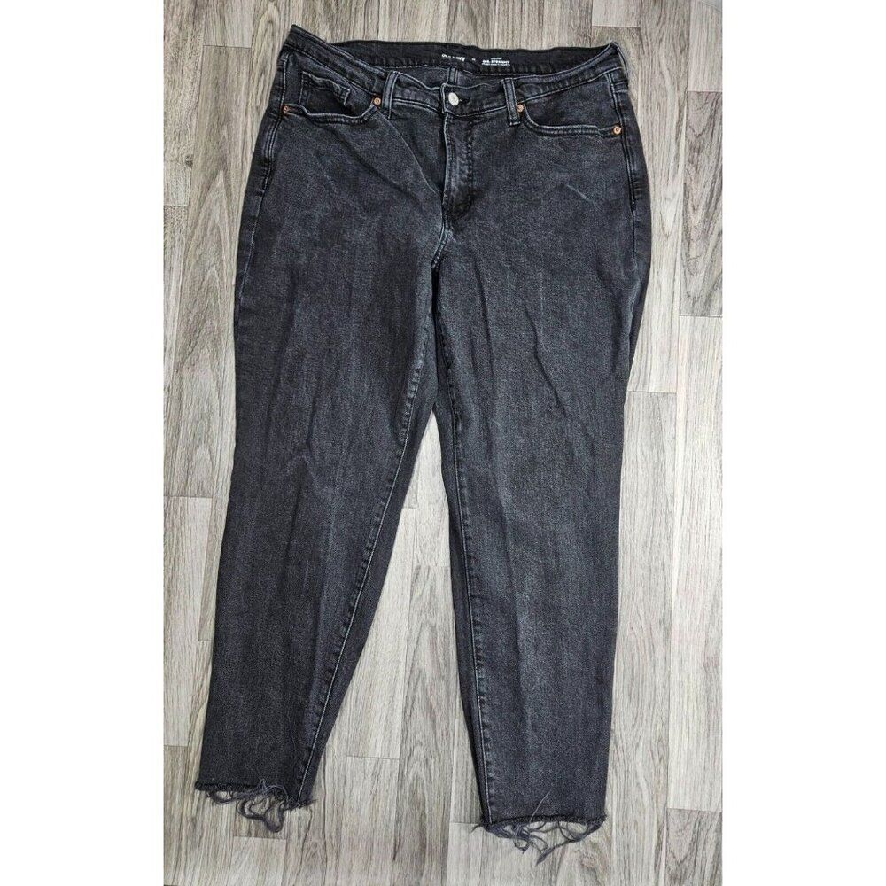 Old Navy Size 16 High Rise O.G Straight Pockets Black Grey Denim Jeans